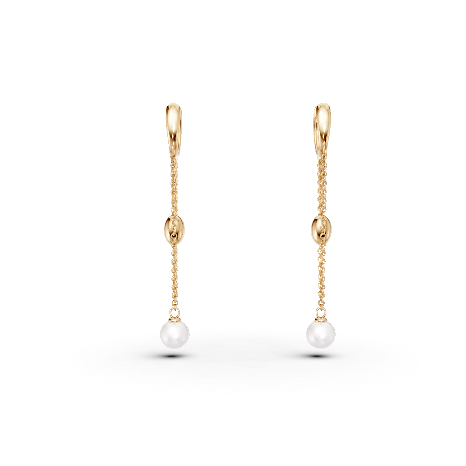 Yellow gold earrings with 1.2ct fresh water pearls