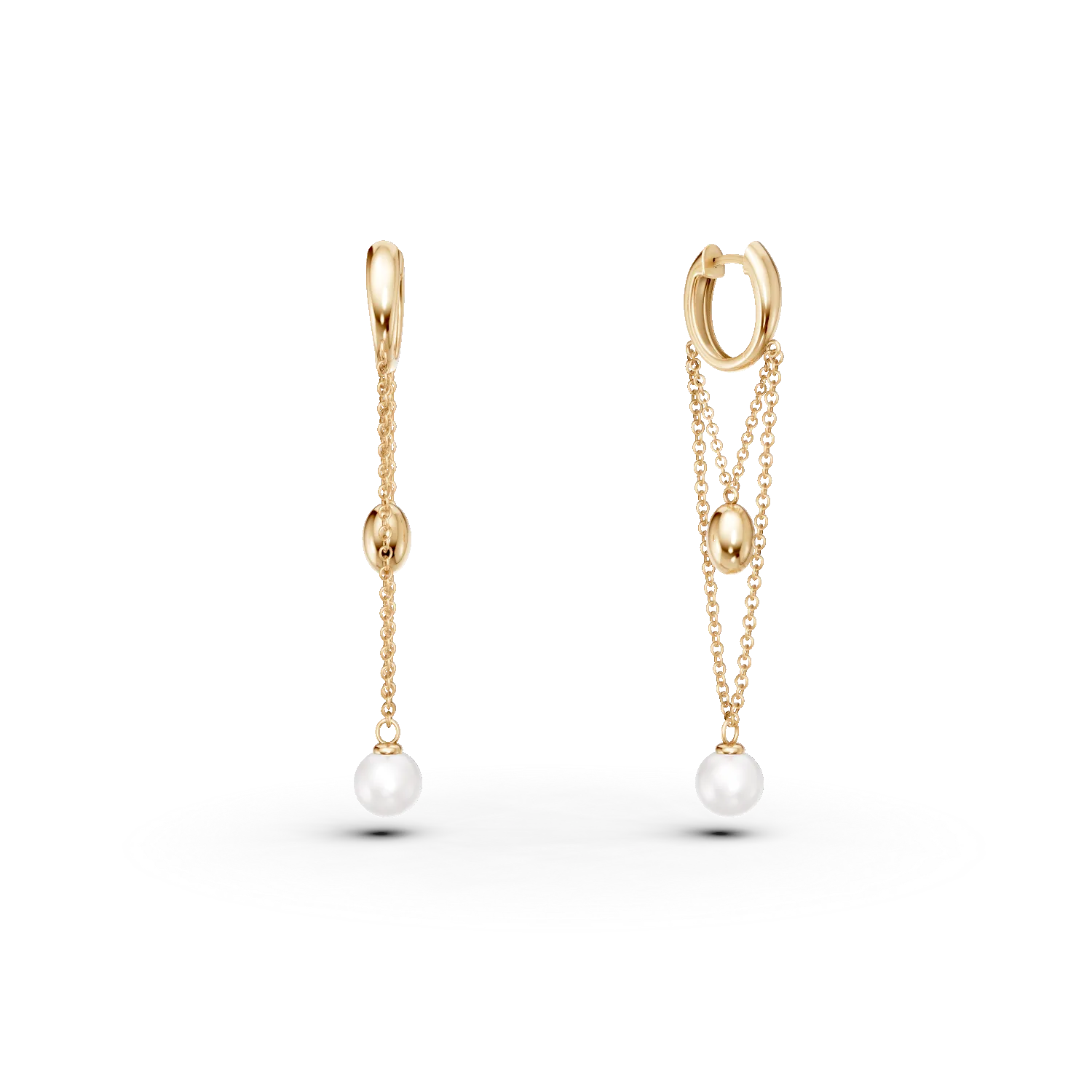 Yellow gold earrings with 1.2ct fresh water pearls