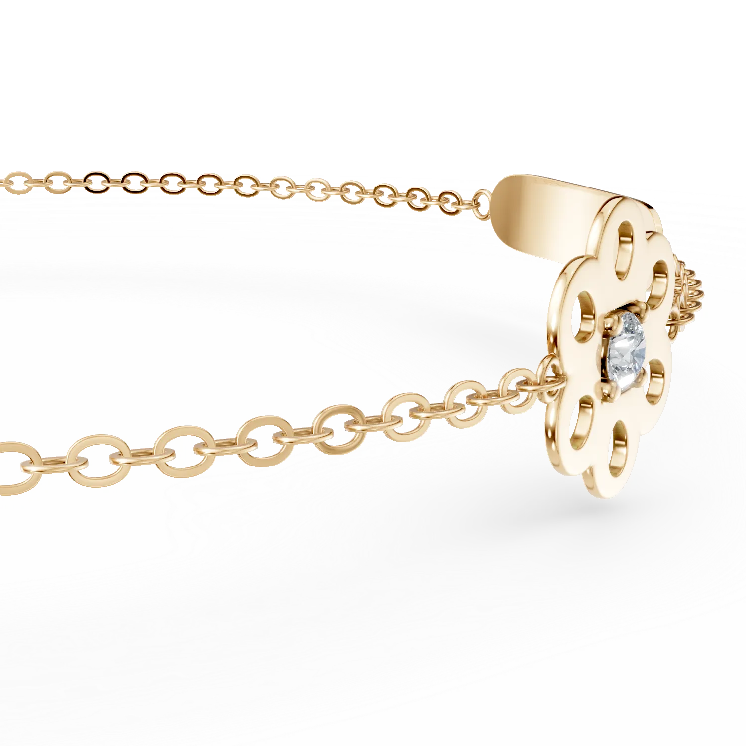 Yellow gold children's flower bracelet with 0.02ct diamond