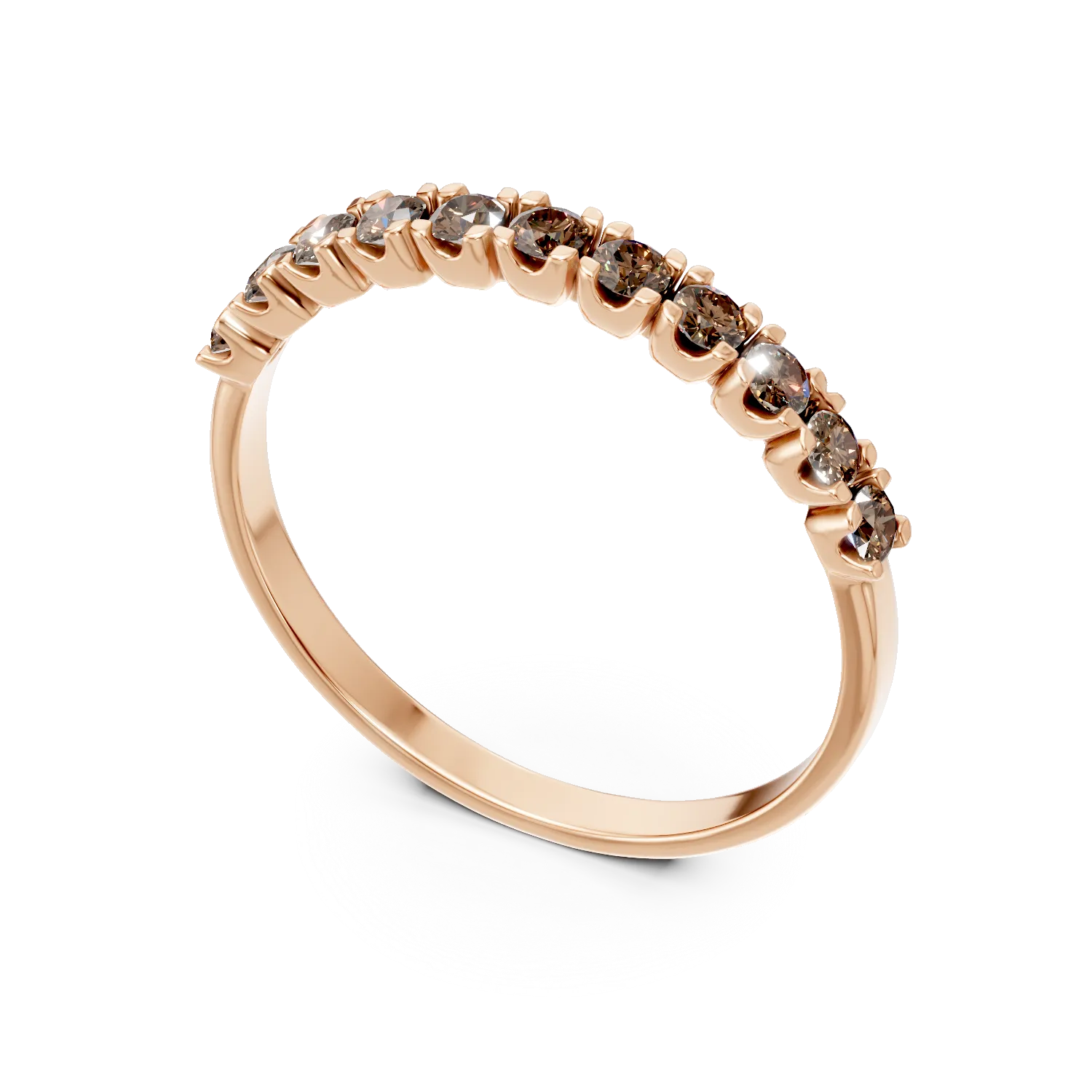 Rose gold half eternity ring with 0.3ct brown diamonds