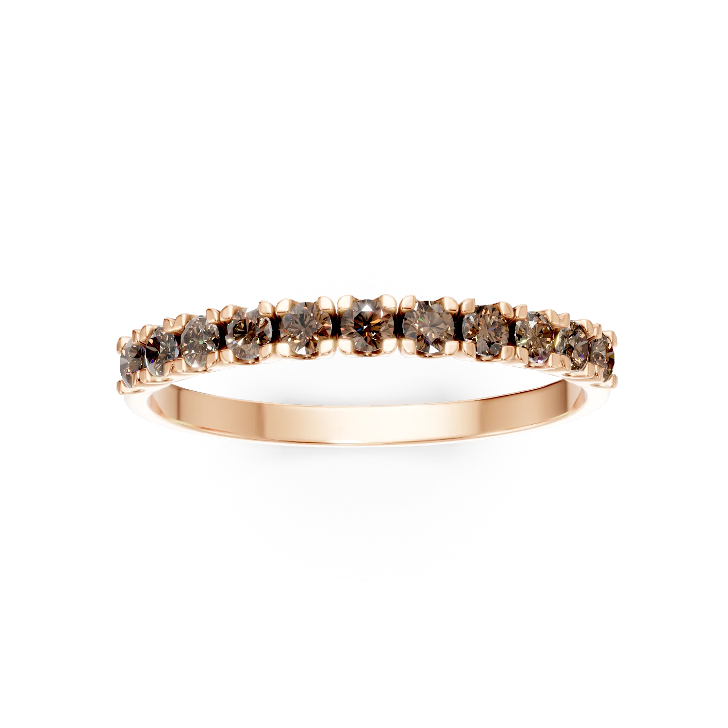 Rose gold half eternity ring with 0.3ct brown diamonds