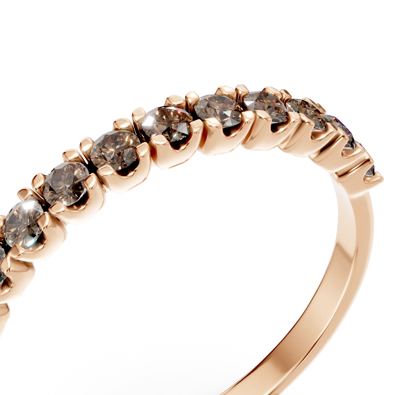 Rose gold half eternity ring with 0.3ct brown diamonds