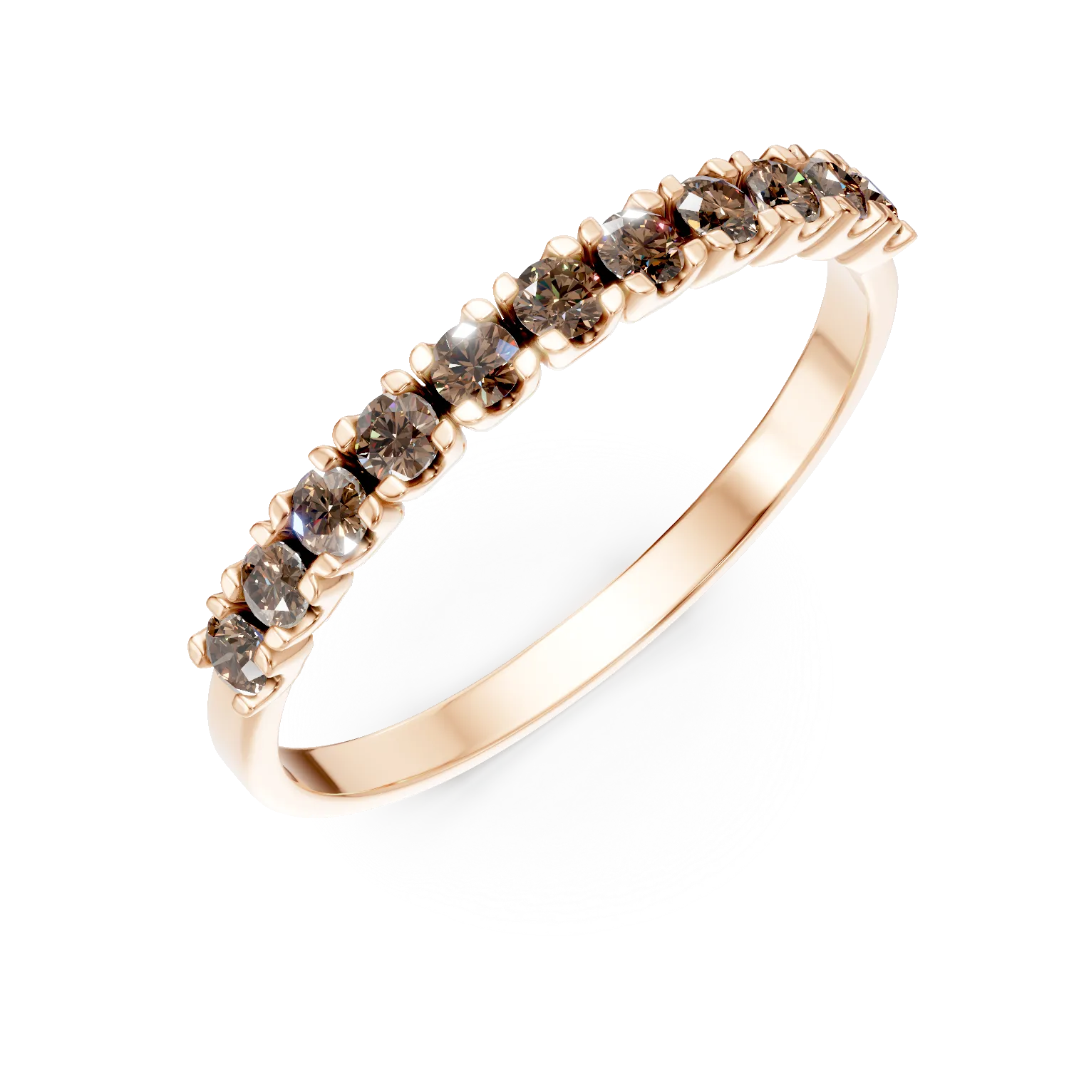 Teilor Inel semi eternity din aur roz cu diamante maro de 0.3ct