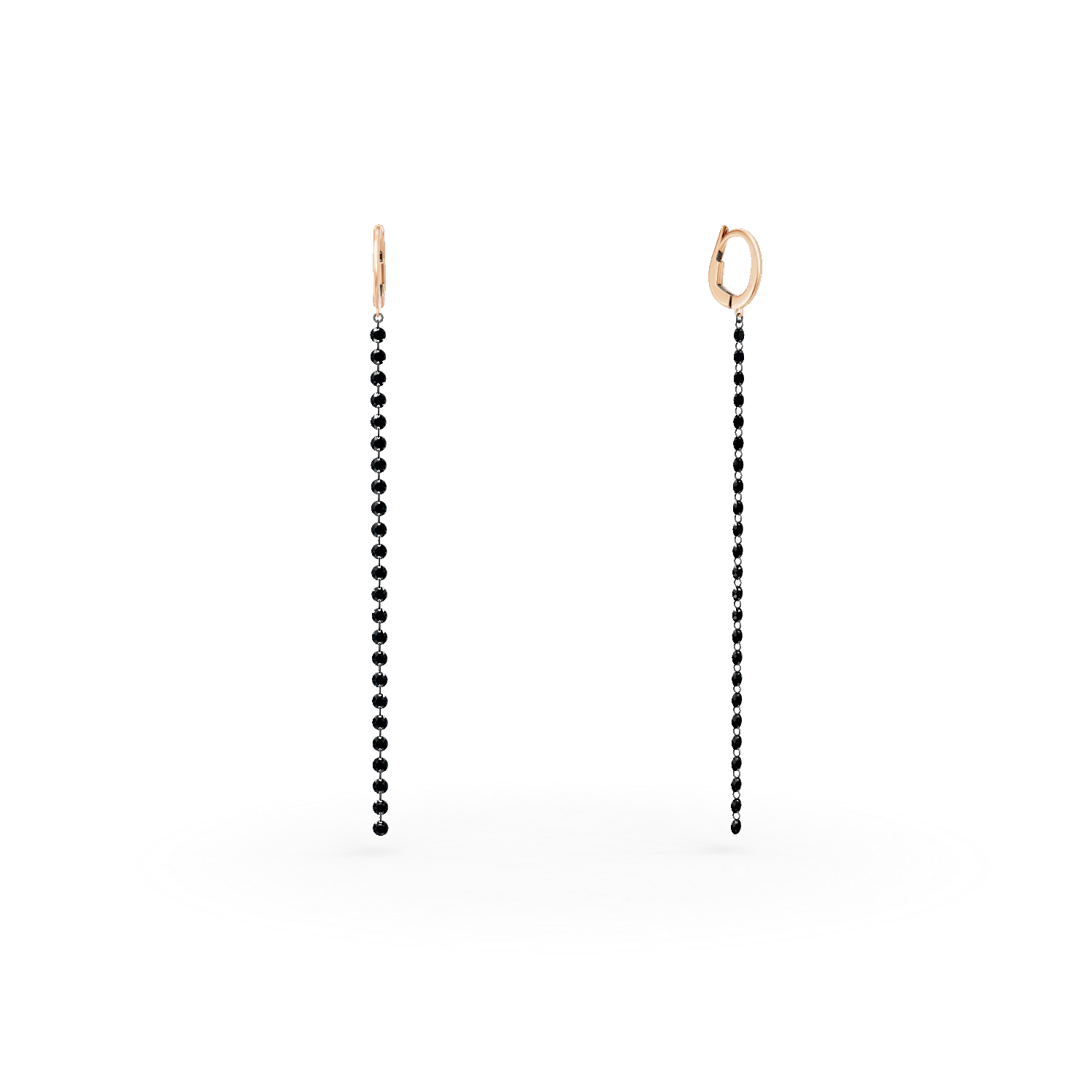 Teilor Cercei lungi din aur roz cu diamante negre de 2.5ct