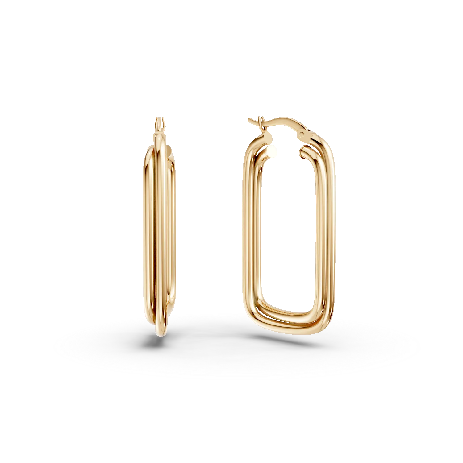 Yellow gold geometric hoop earrings