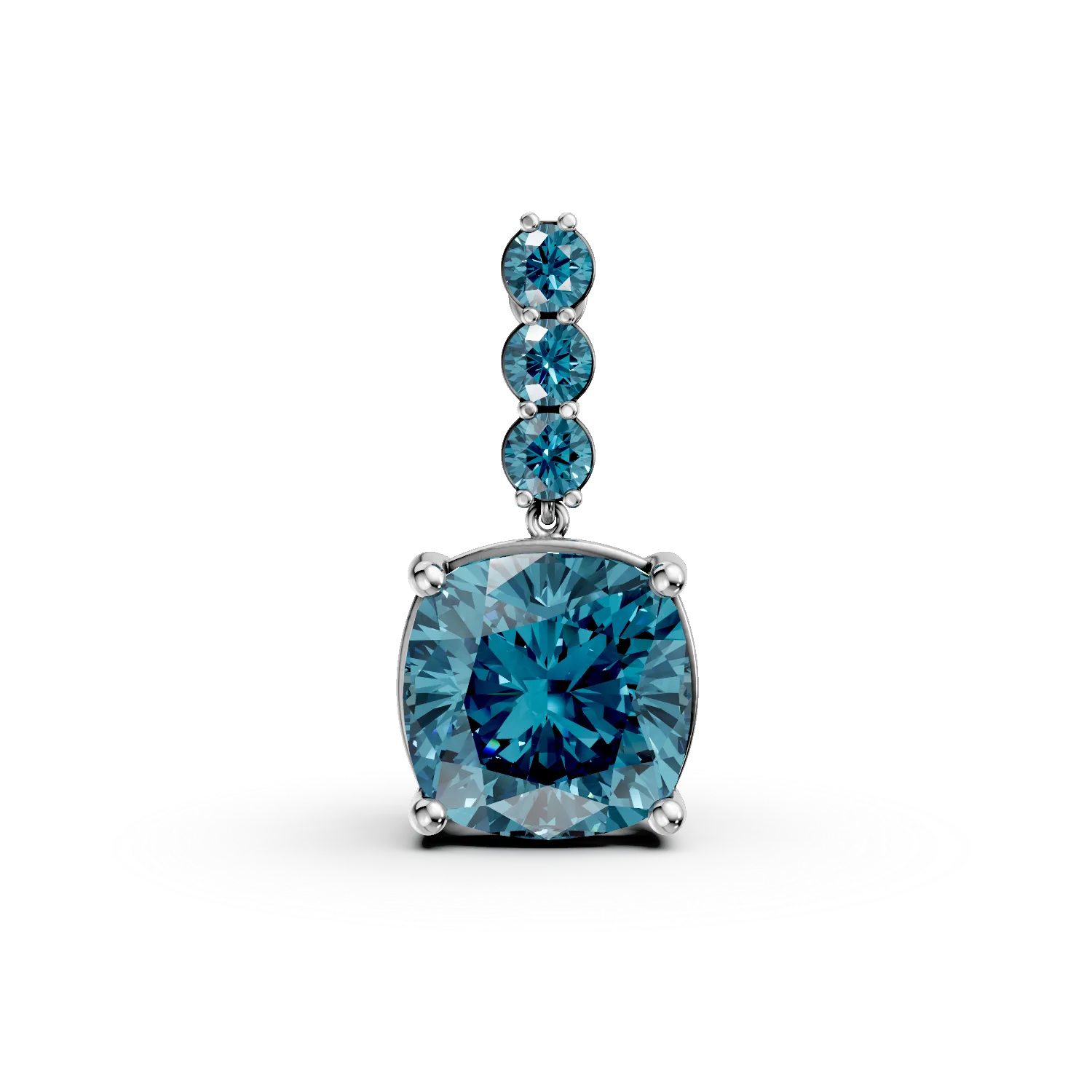 Pandantiv din aur alb cu topaze london blue cushion si rotunde de 7ct