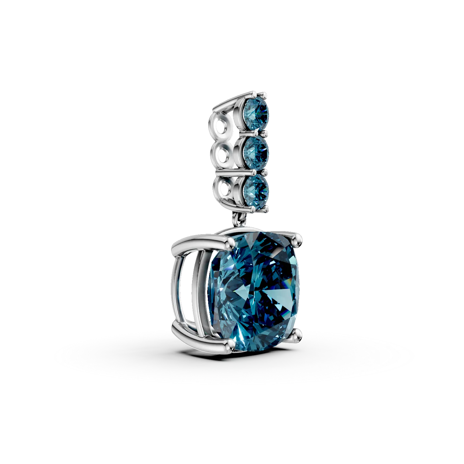 Pandantiv din aur alb cu topaze london blue cushion si rotunde de 7ct - imagine 2