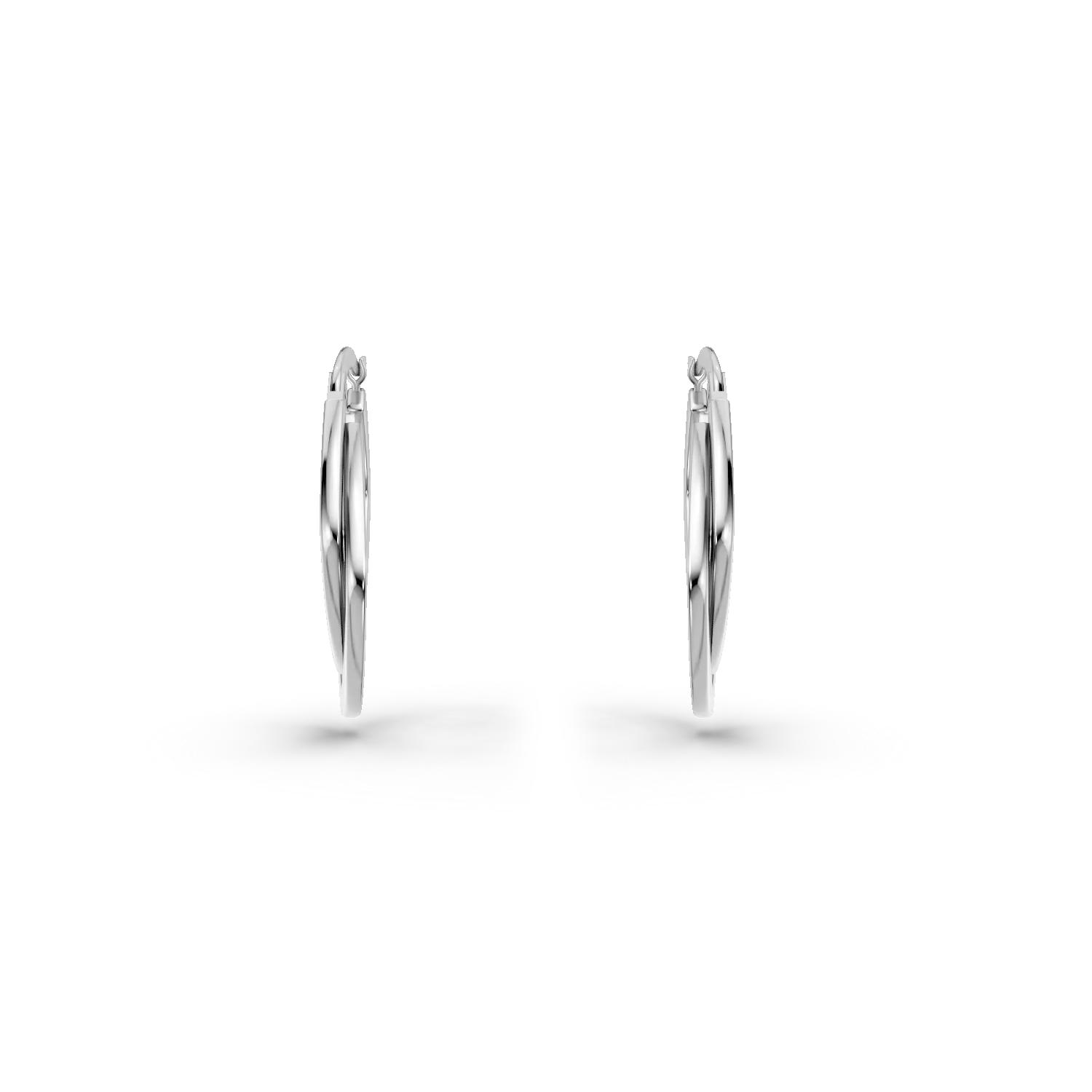 White gold square earrings