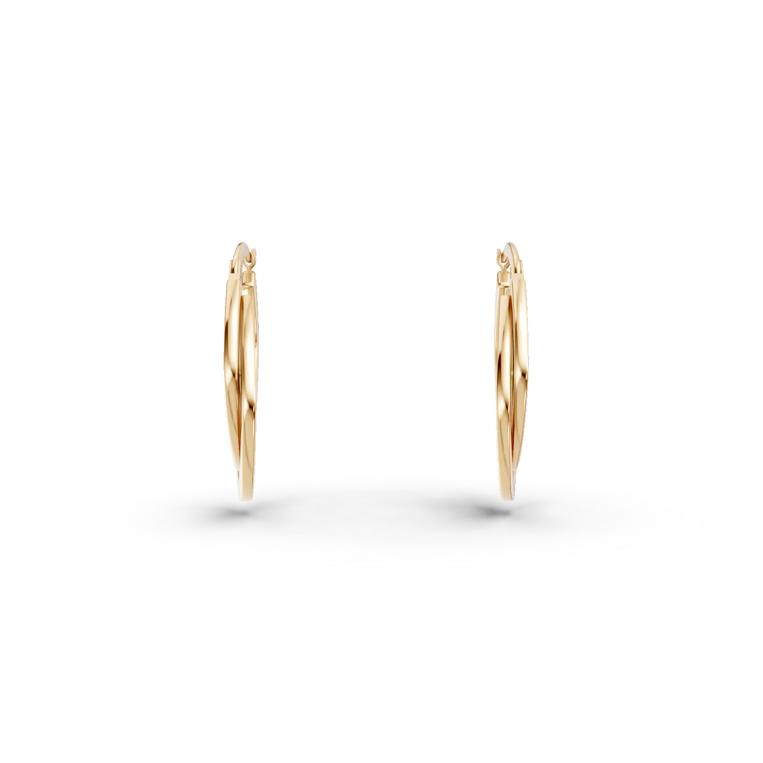 Yellow gold geometric double earrings