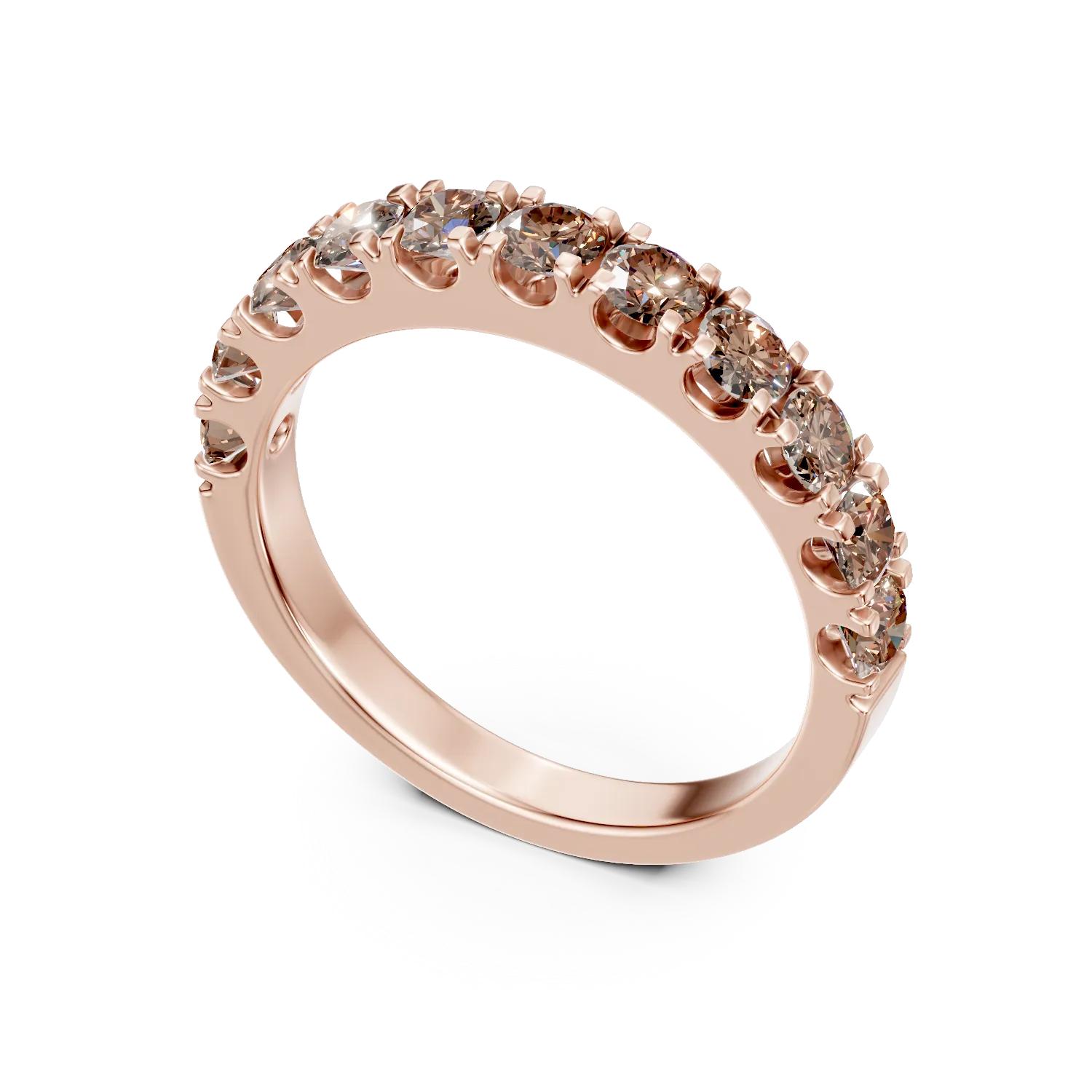 Półwieczny pierścionek z różowego złota z brązowymi diamentami o masie 0.8ct