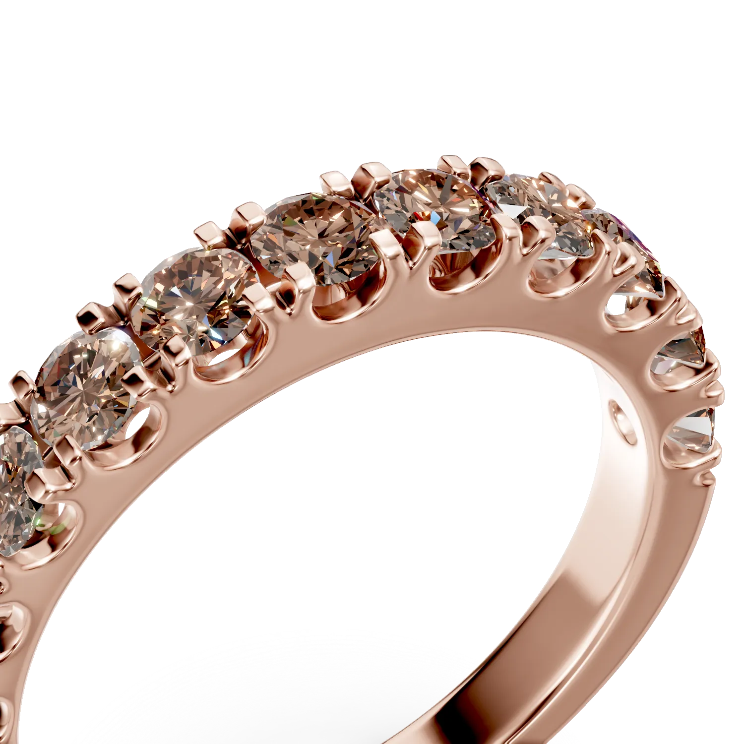 Półwieczny pierścionek z różowego złota z brązowymi diamentami o masie 0.8ct