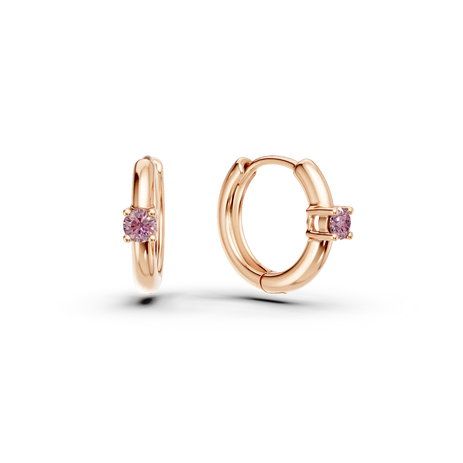 Cercei creole din aur roz cu safire roz de 0.09ct pentru copii