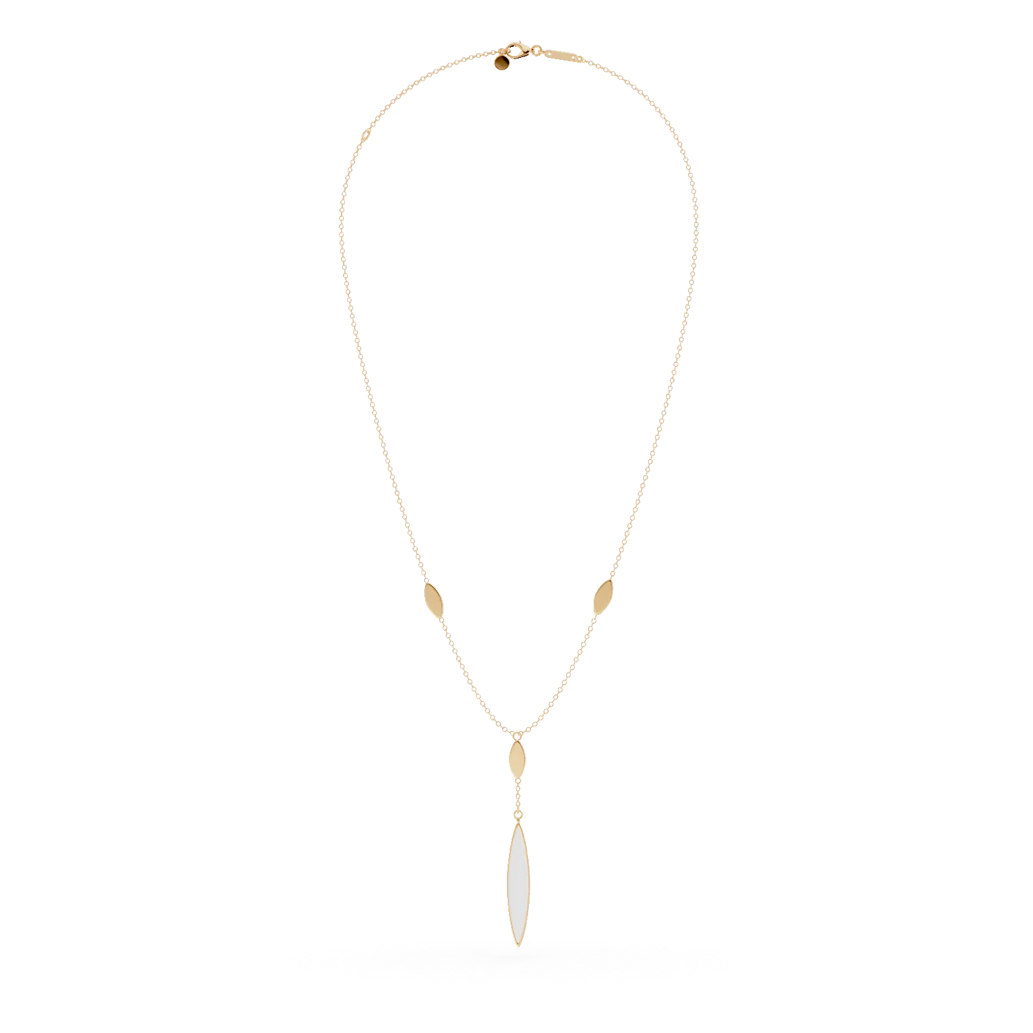 Yellow gold necklace with 0.2ct mother of pearl pendant