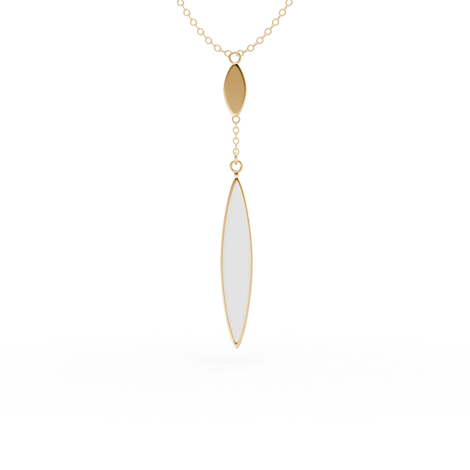 Teilor Lant din aur galben cu pandantiv minimalist cu sidef de 0.2ct