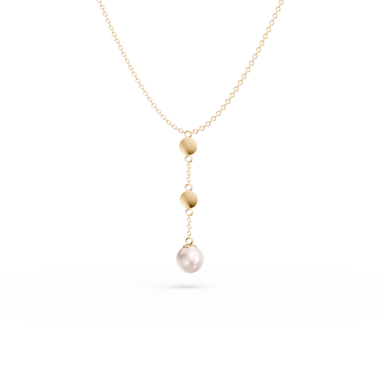 Yellow gold necklace with fresh water pearl pendant-187103