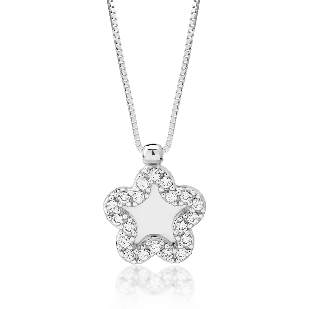 White gold pendant necklace with zirconia-187104