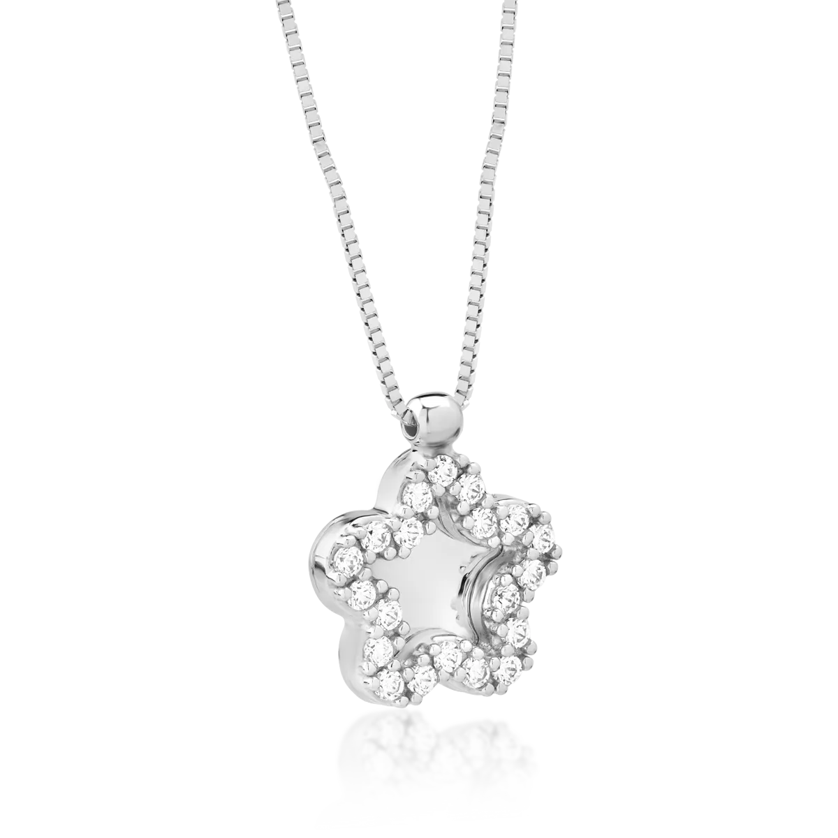 White gold pendant necklace with zirconia