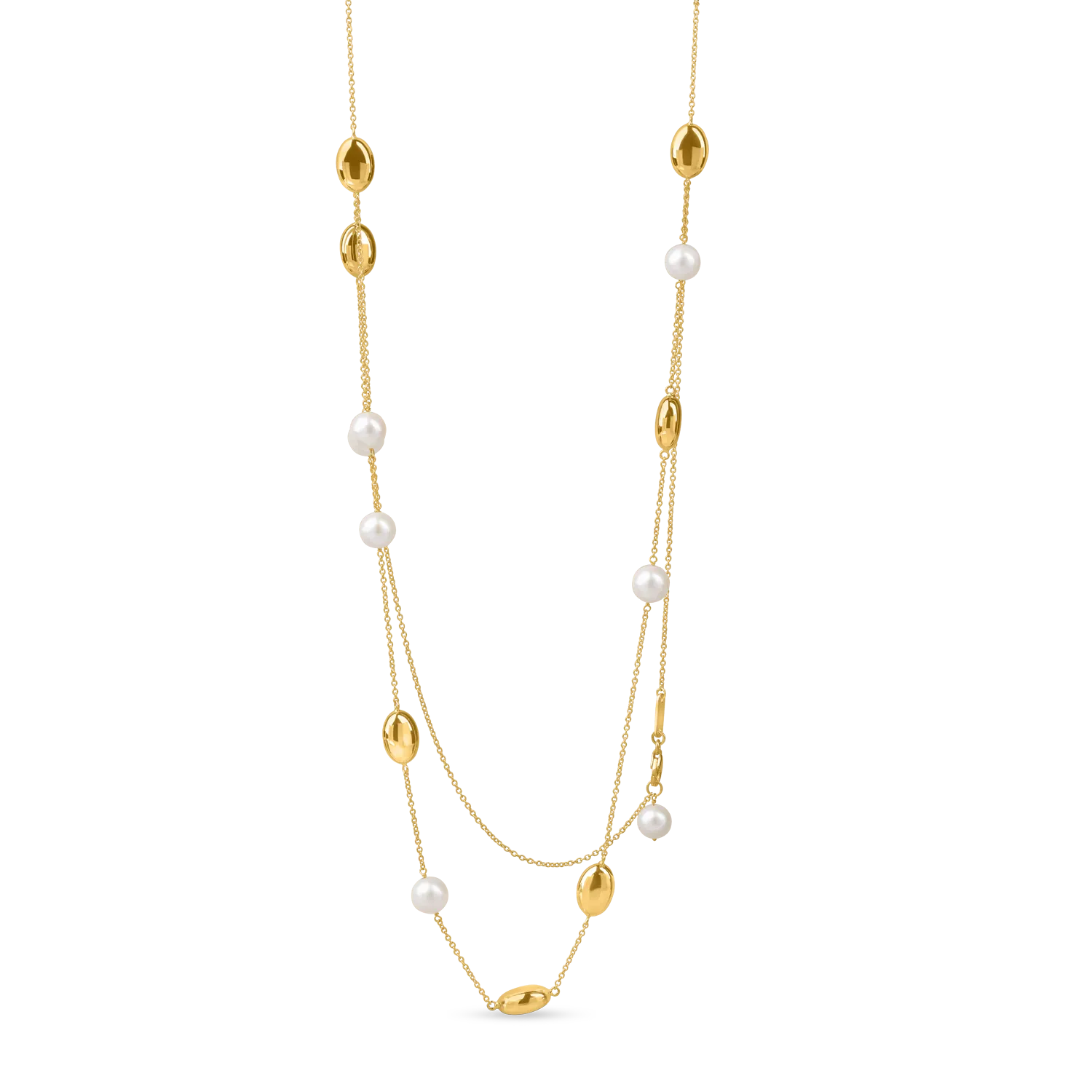 Yellow gold necklace with 5ct fresh water pearls