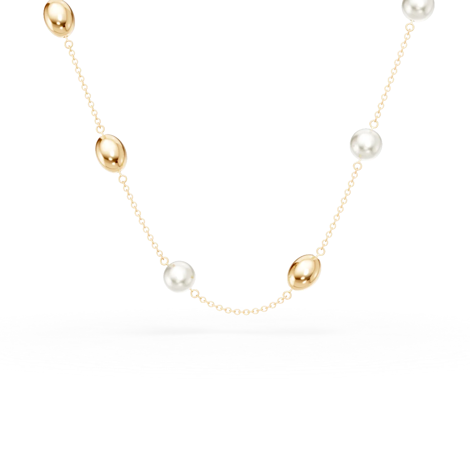 Yellow gold necklace with 5ct fresh water pearls-187128