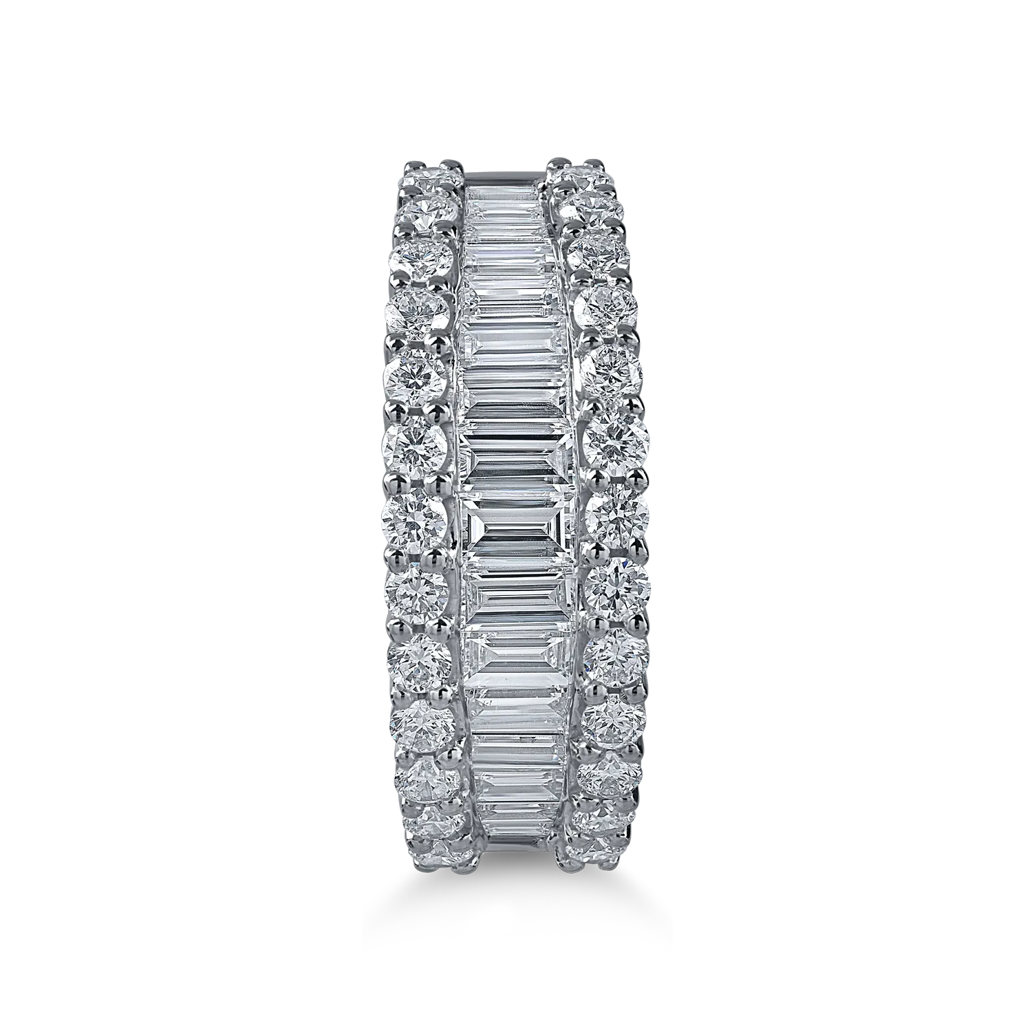Inel din aur alb cu diamante microsetting baguette si rotunde de 1.7ct - imagine 2