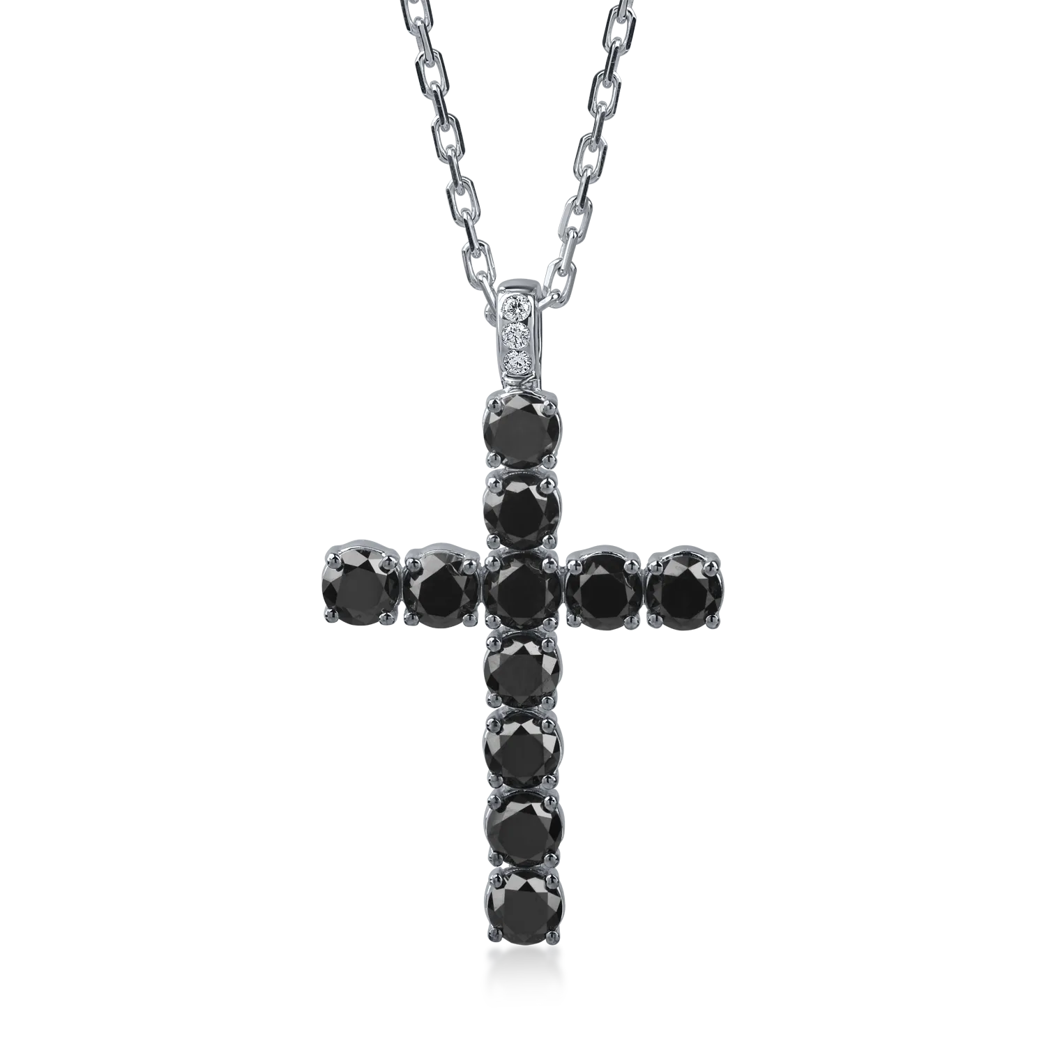 Rózsarany keresztes medál nyaklánc 5.2ct fekete gyémántokkal