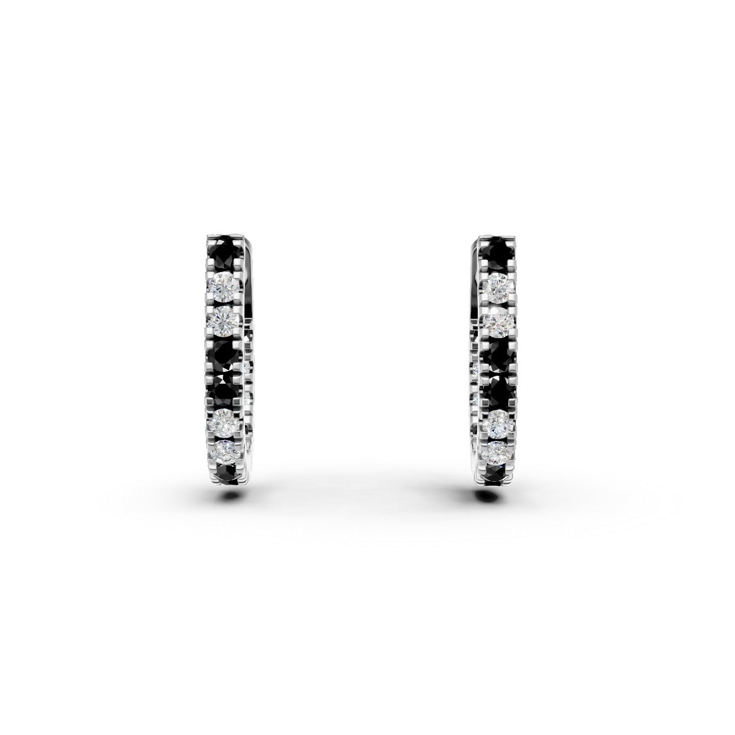 Cercei minimalisti din aur alb cu diamante negre si incolore de 1.2ct - 1 | YEO