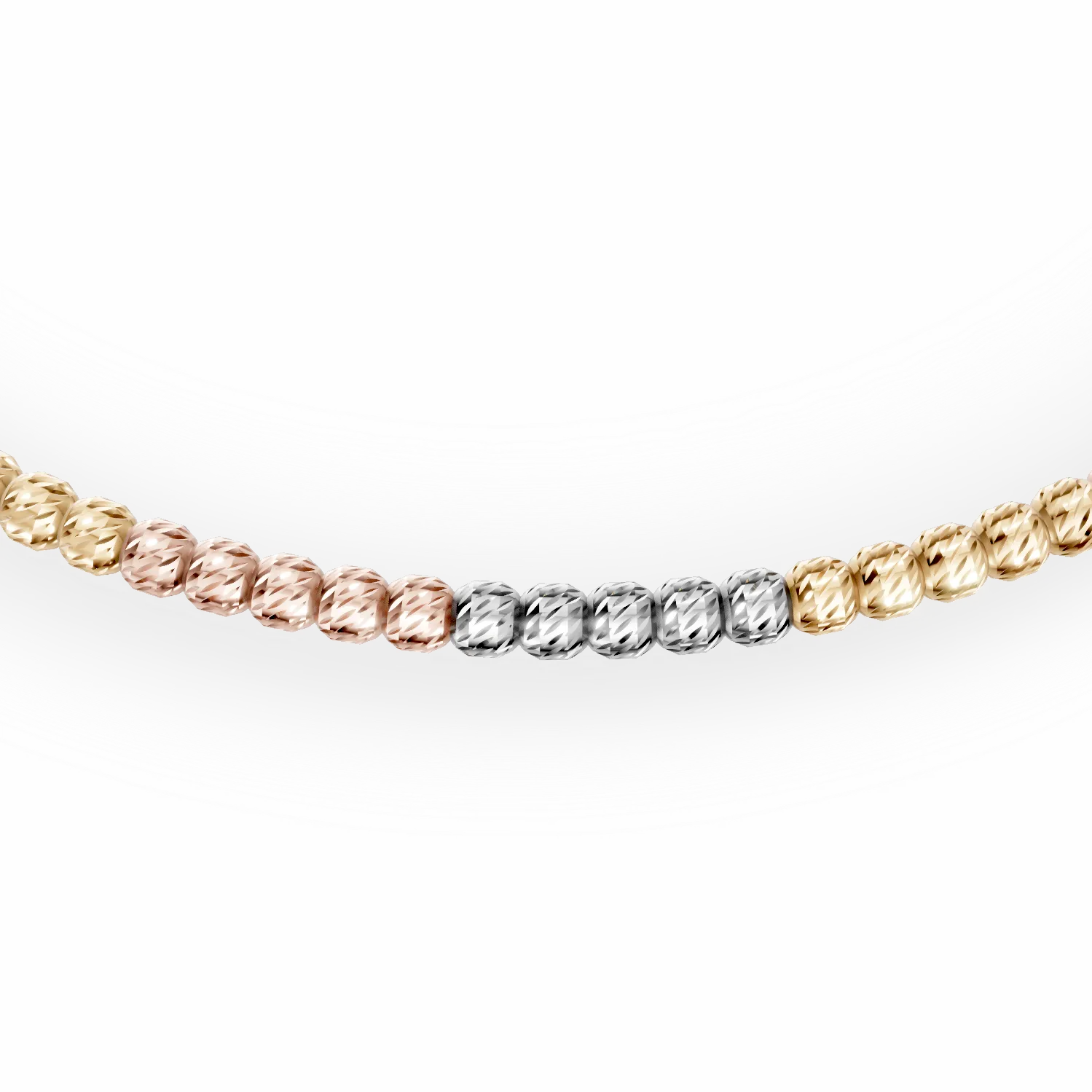 White-rose-yellow gold beads bracelet