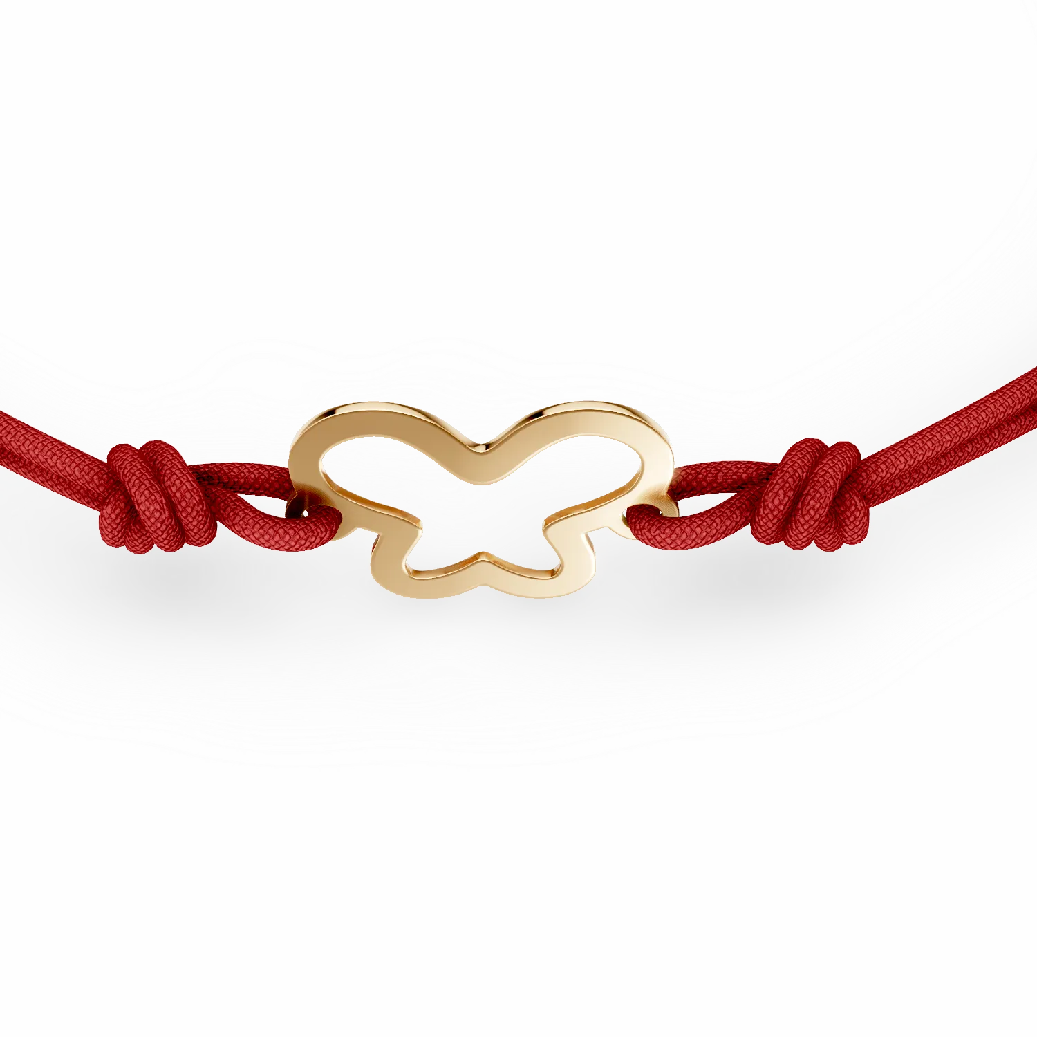 Yellow gold cord bracelet with heart pendant