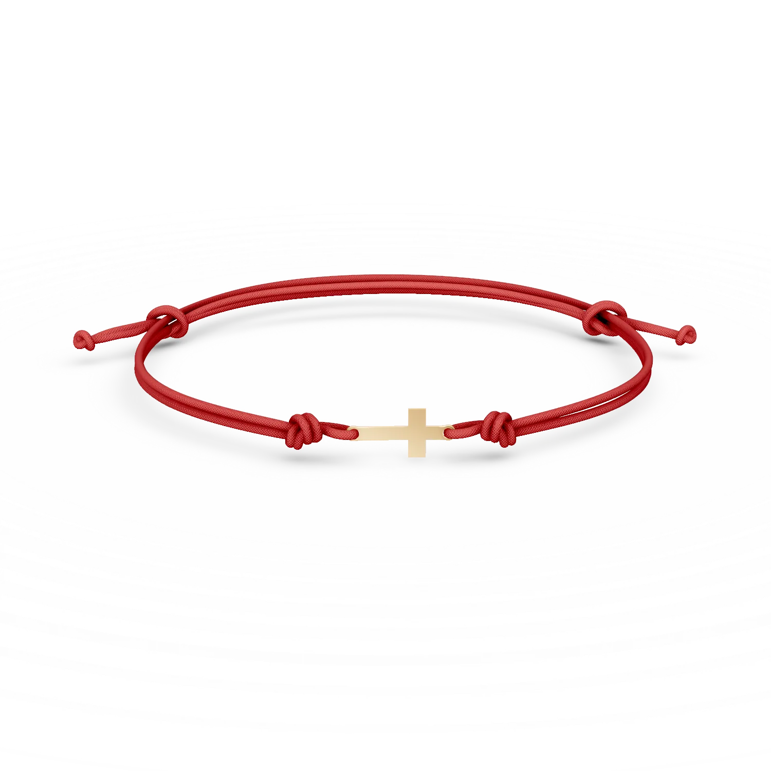 Bransoletka ze sznurka z żółtego złota z zawieszką w kształcie krzyża