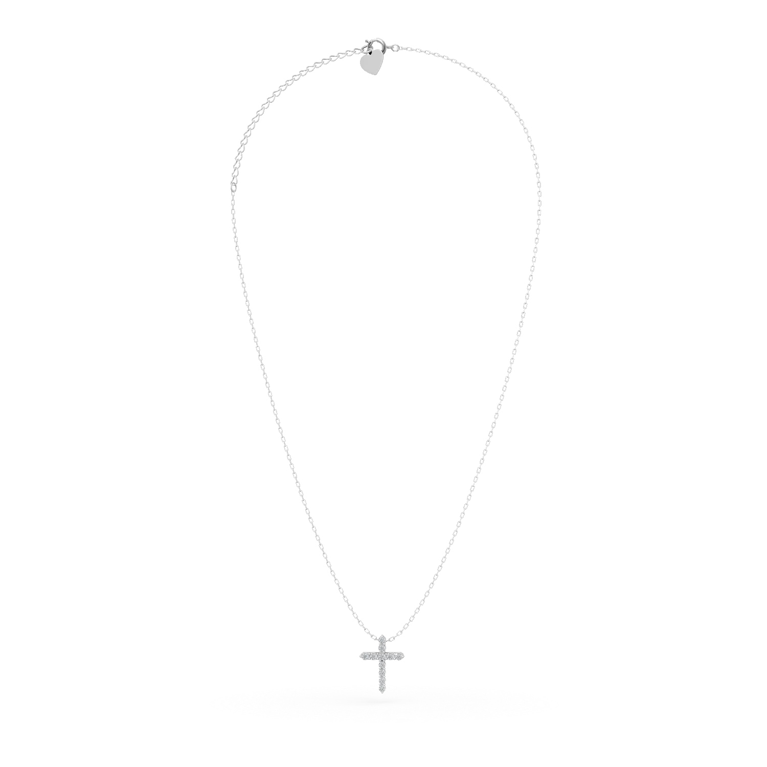 White gold cross pendant necklace with 0.08ct diamonds