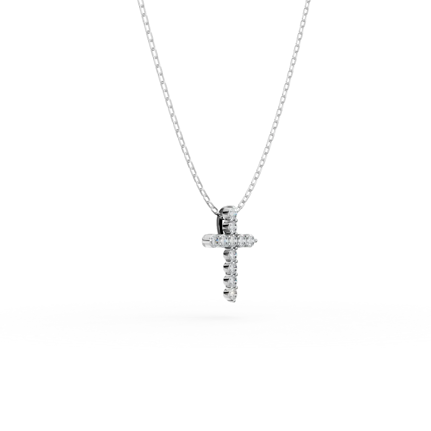 White gold cross pendant necklace with 0.08ct diamonds