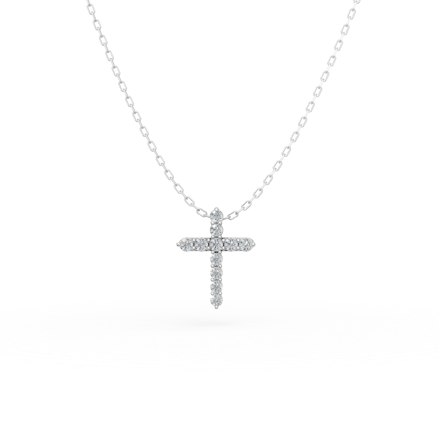 Teilor Lant cu pandantiv cruciulita din aur alb cu diamante de 0.08ct