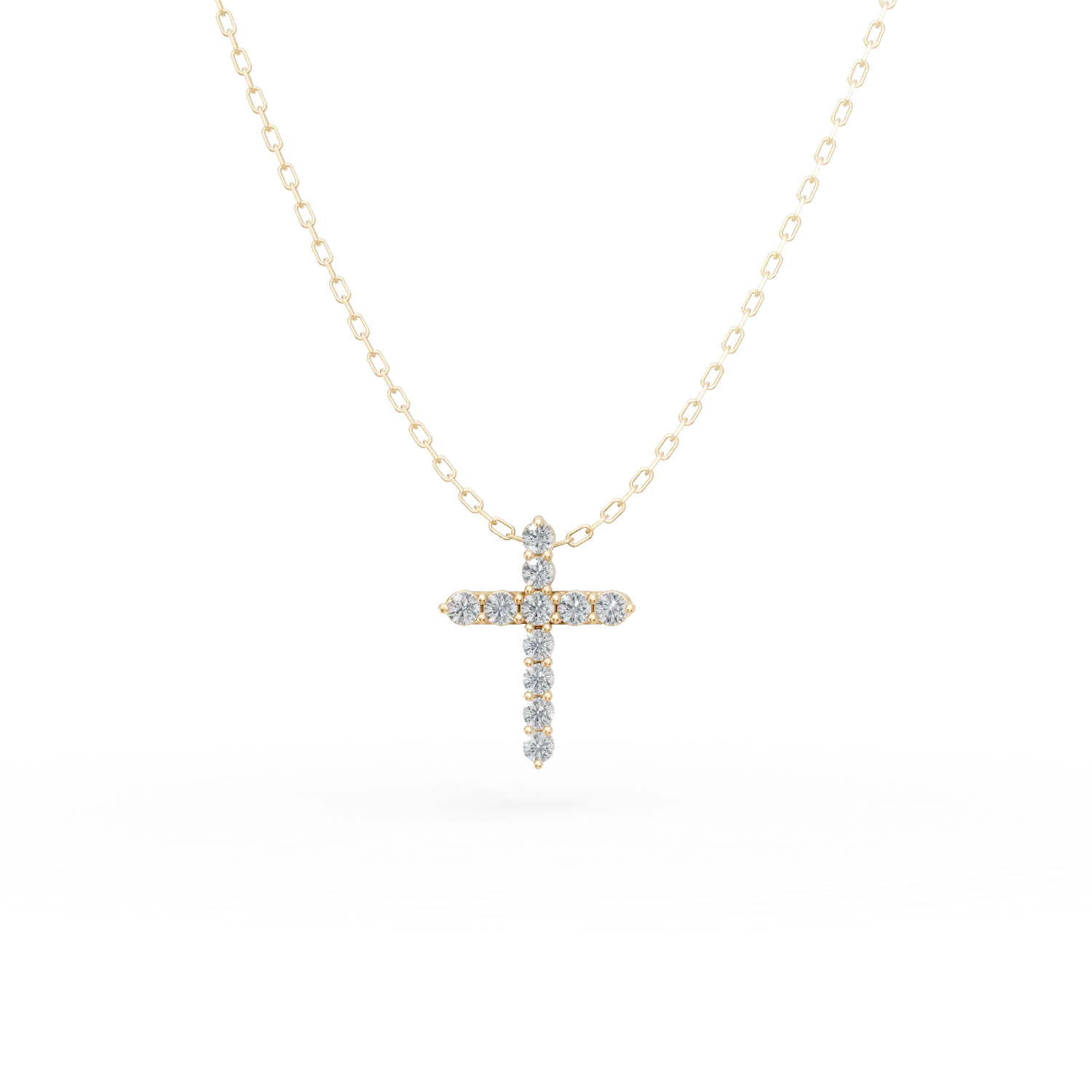 Lant cu pandantiv cruce din aur galben cu diamante de 0.08ct