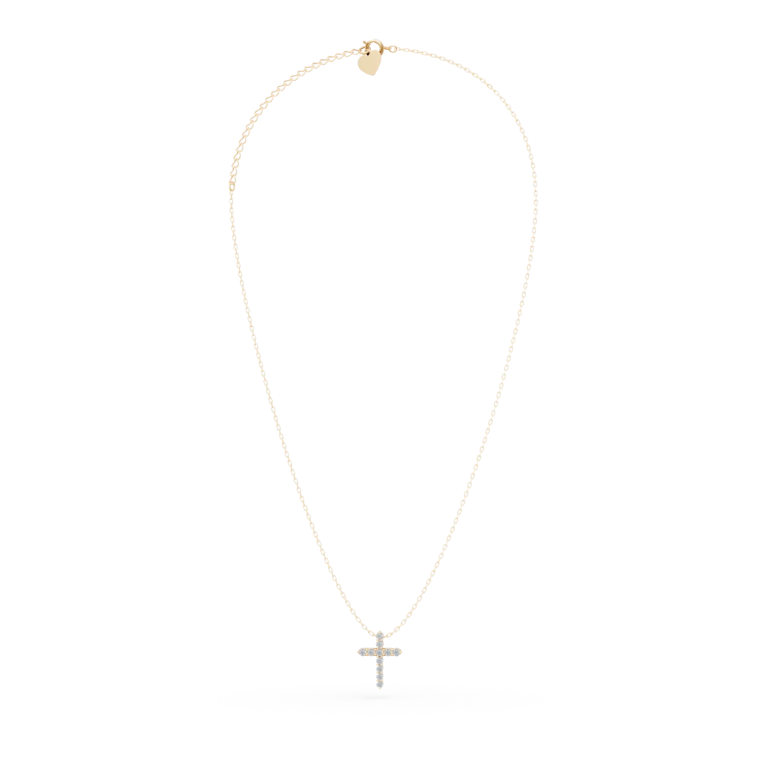 Yellow gold cross pendant necklace with 0.08ct diamonds