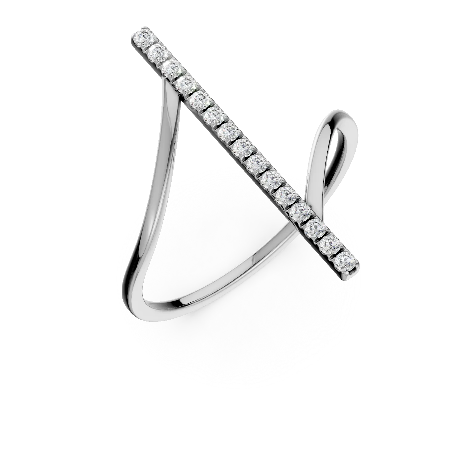 Inel geometric din aur alb cu diamante de 0.12ct-187701