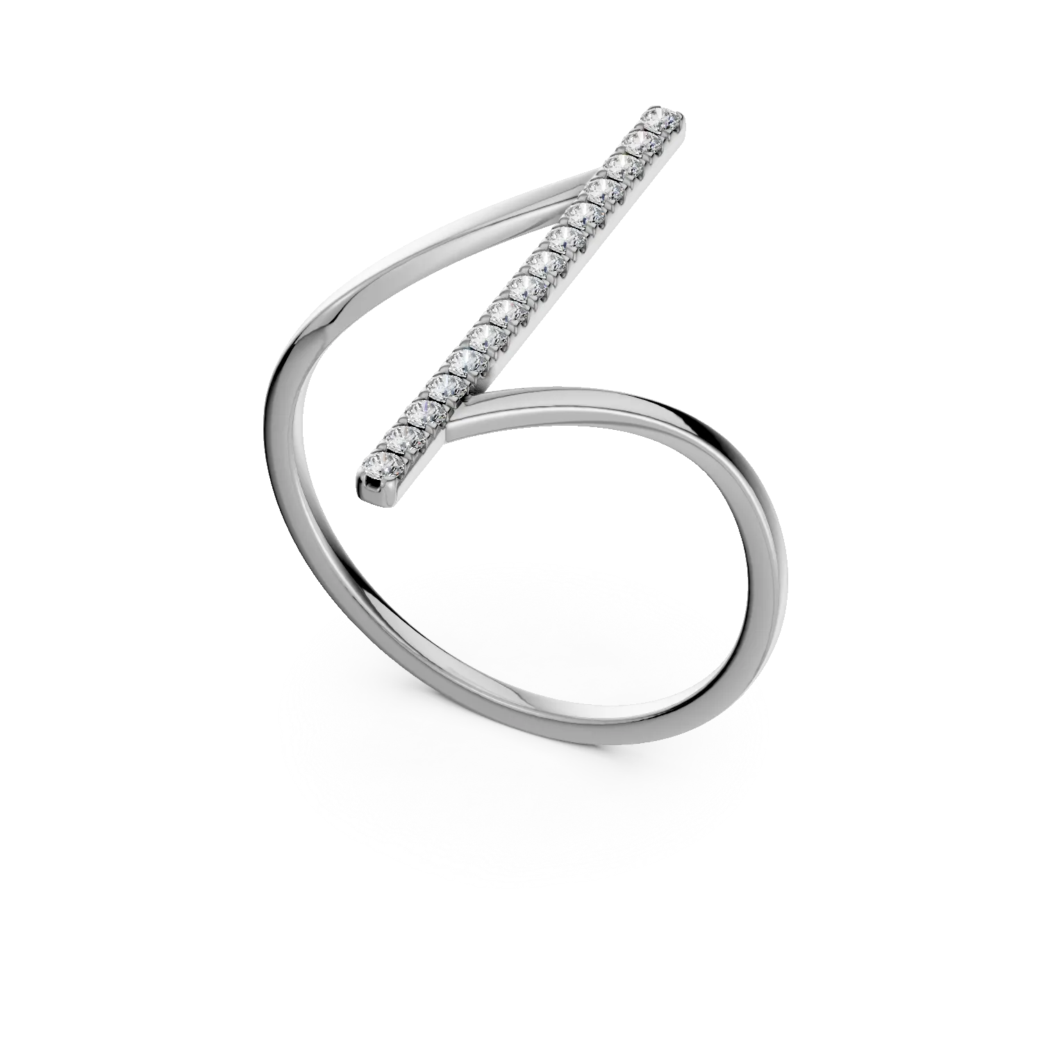 Inel geometric din aur alb cu diamante de 0.12ct - imagine 2