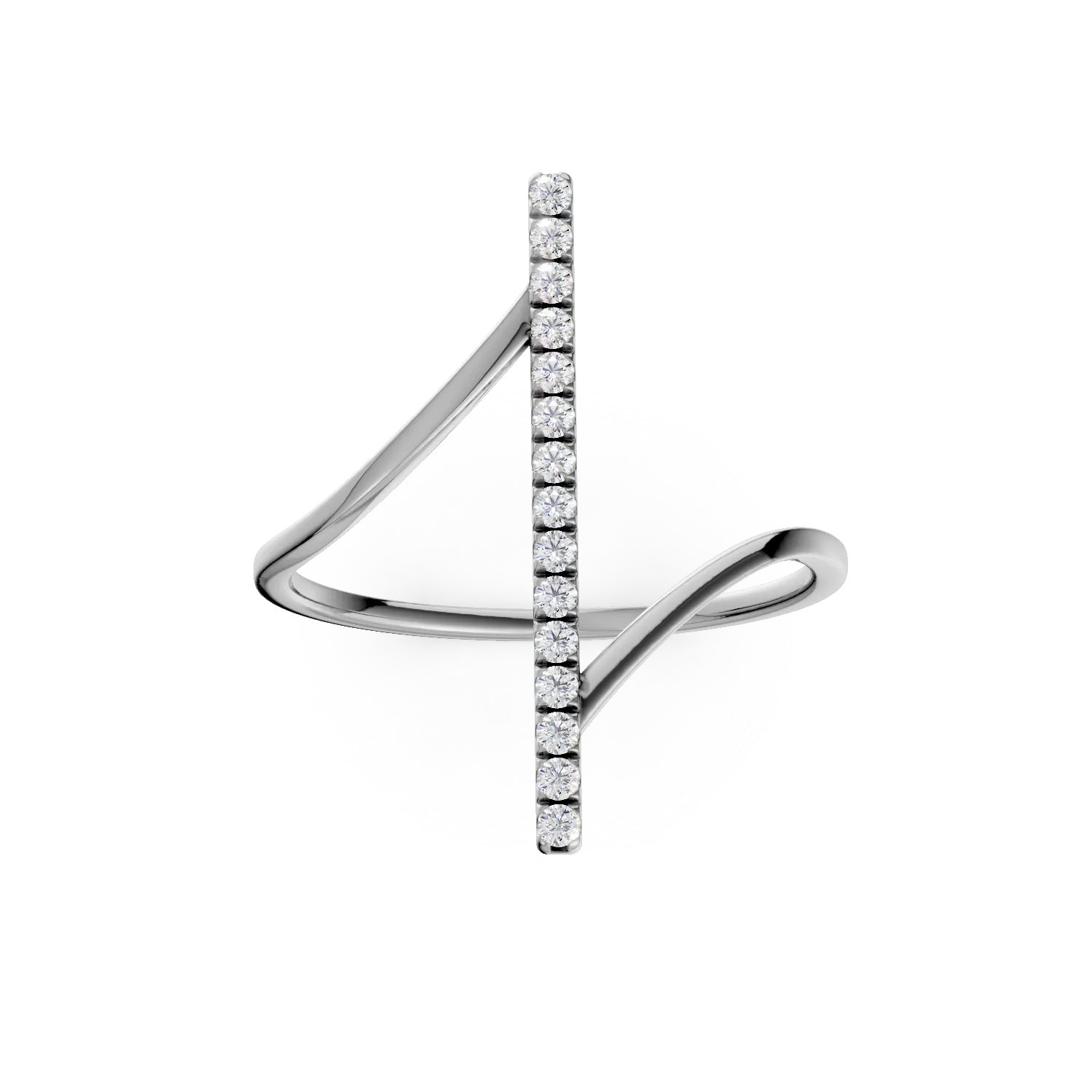 Inel geometric din aur alb cu diamante de 0.12ct - imagine 3