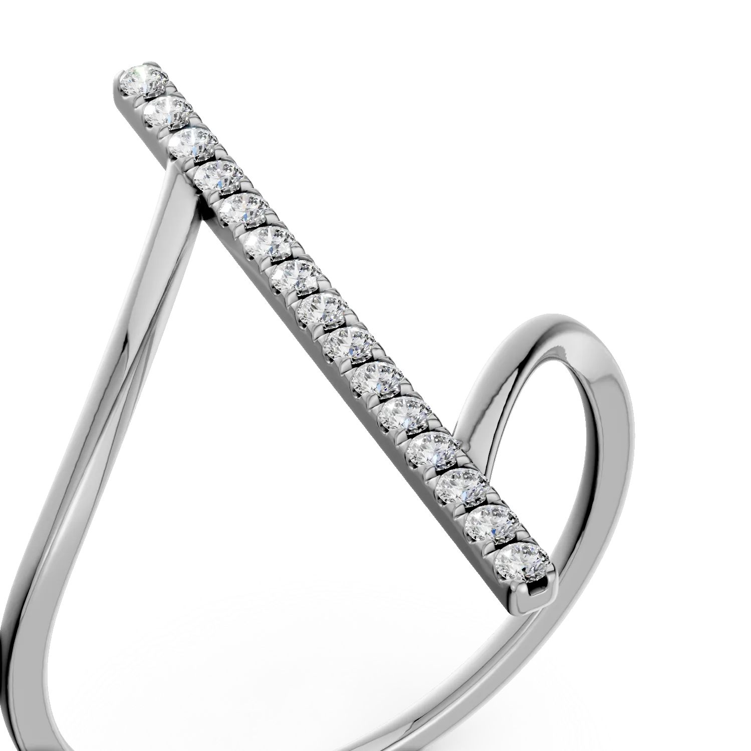 Inel geometric din aur alb cu diamante de 0.12ct - imagine 4