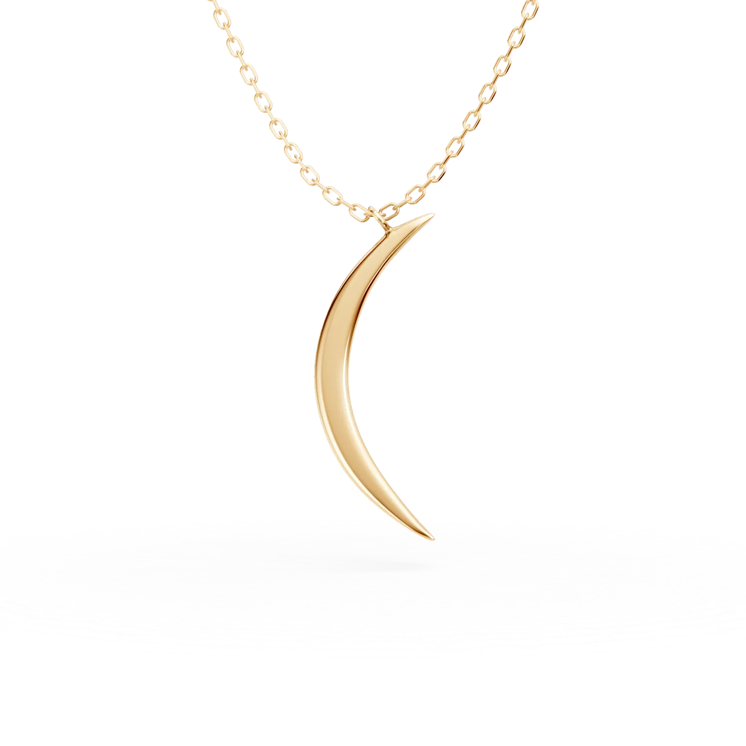 Yellow gold half-moon pendant necklace