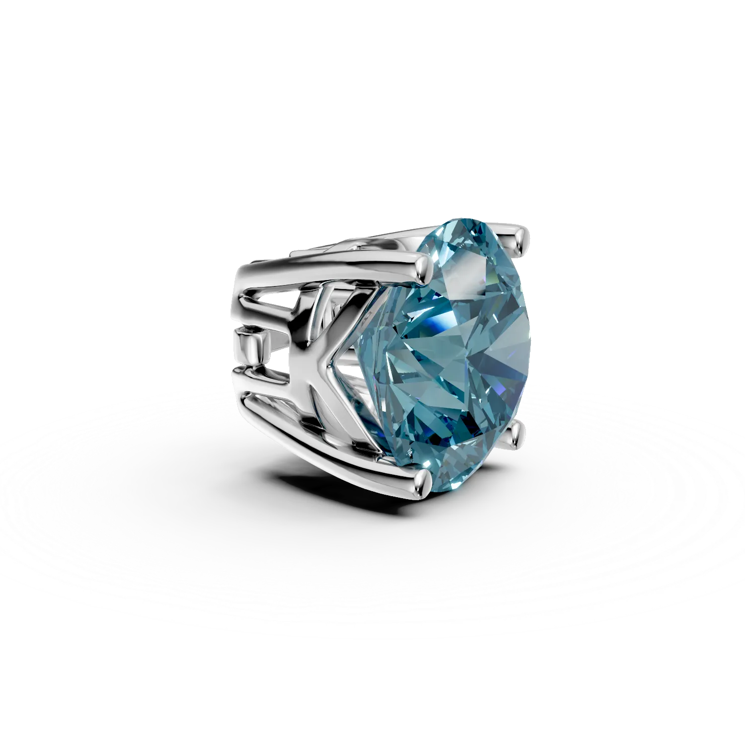 White gold tennis bracelet pendant with 2.2ct blue topaz