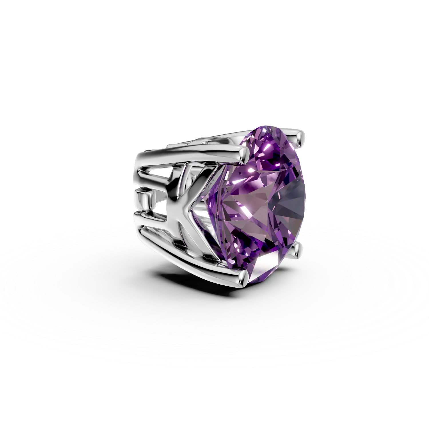 White gold tennis bracelet pendant with 1.8ct amethyst