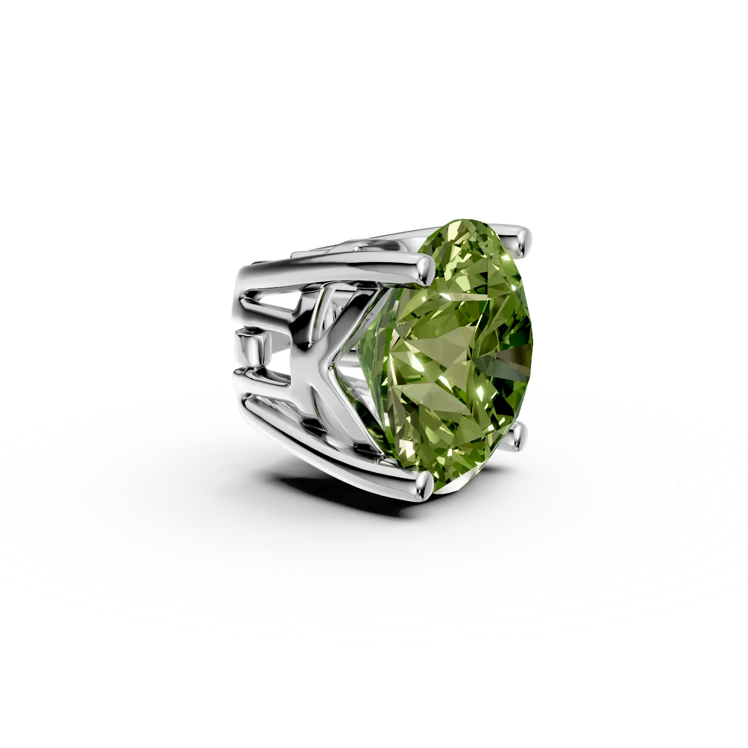 White gold tennis bracelet pendant with 1.8ct peridot