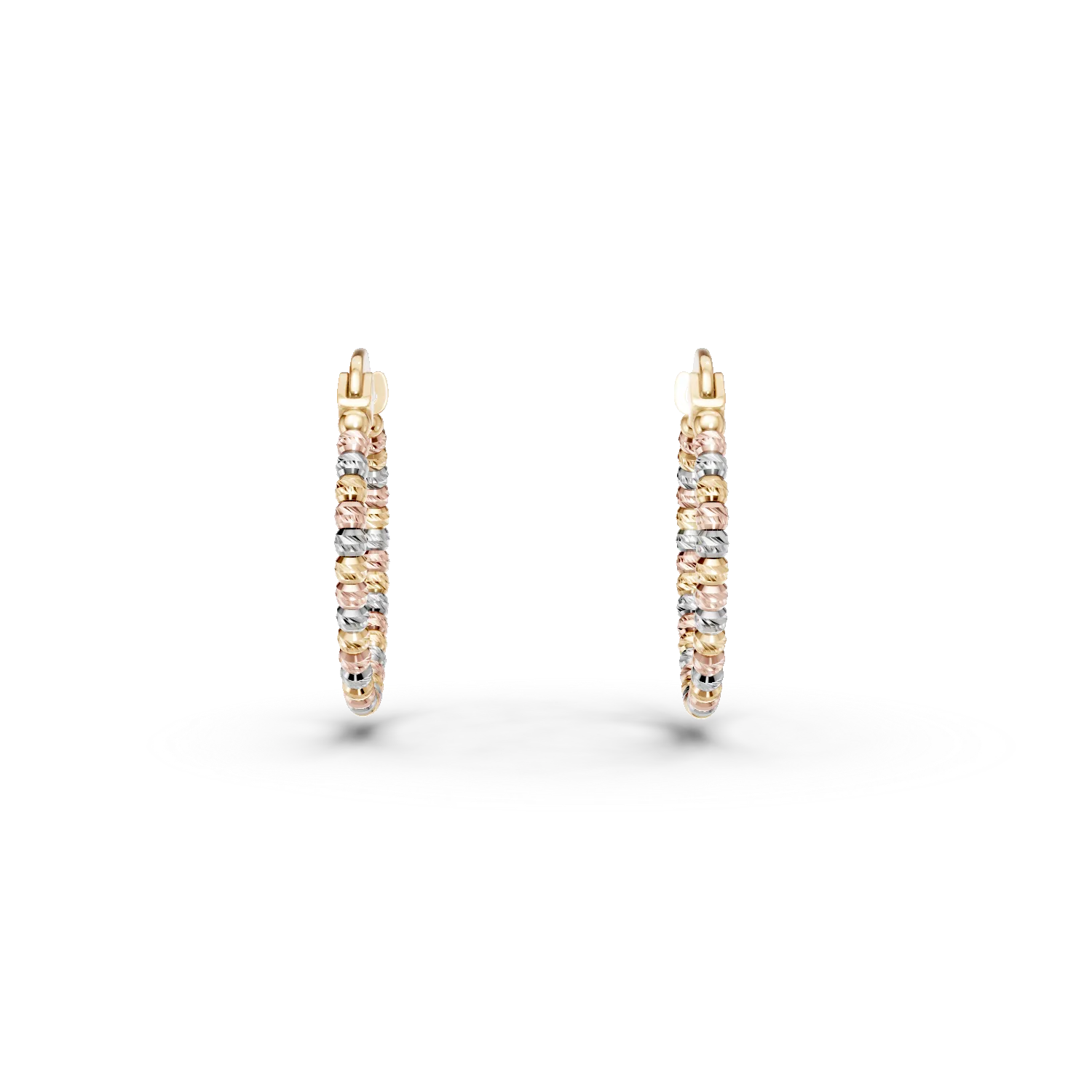 White-rose-yellow gold hoop earrings