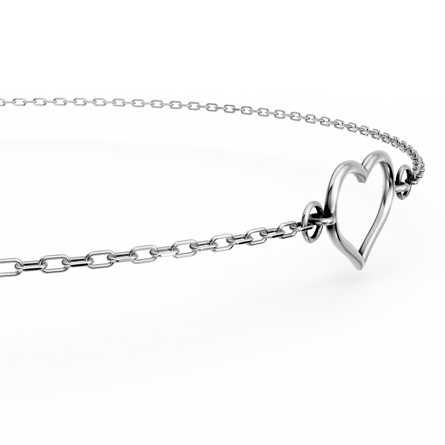 White gold heart pendant bracelet
