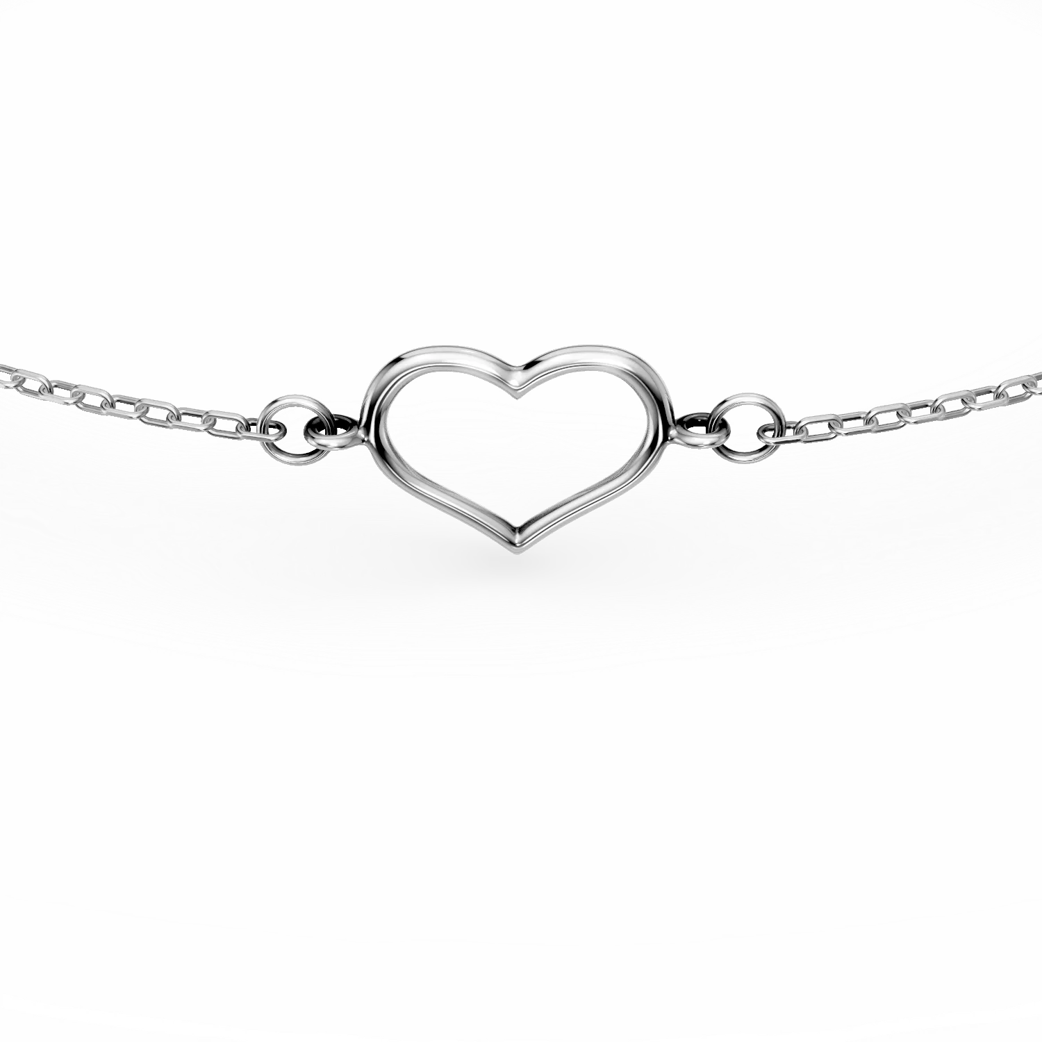 White gold heart pendant bracelet
