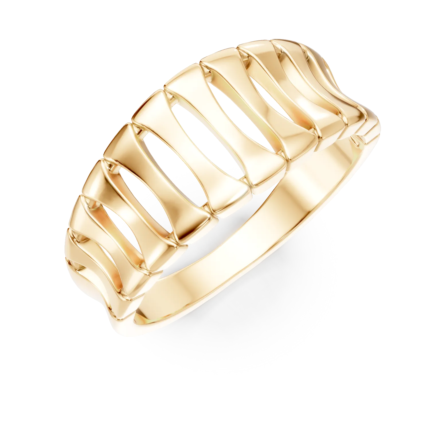 Yellow gold abstract pattern ring