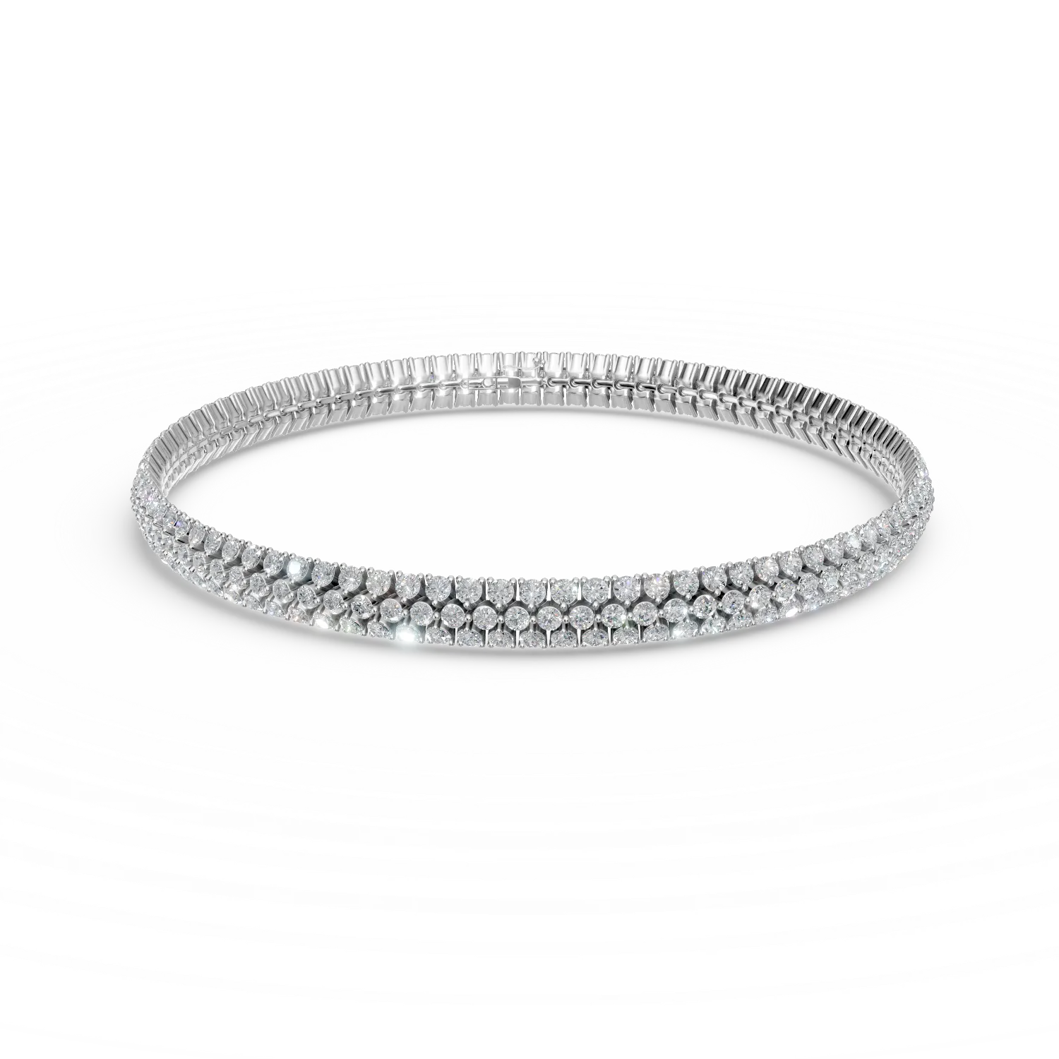 Bratara tennis din aur alb cu zirconii