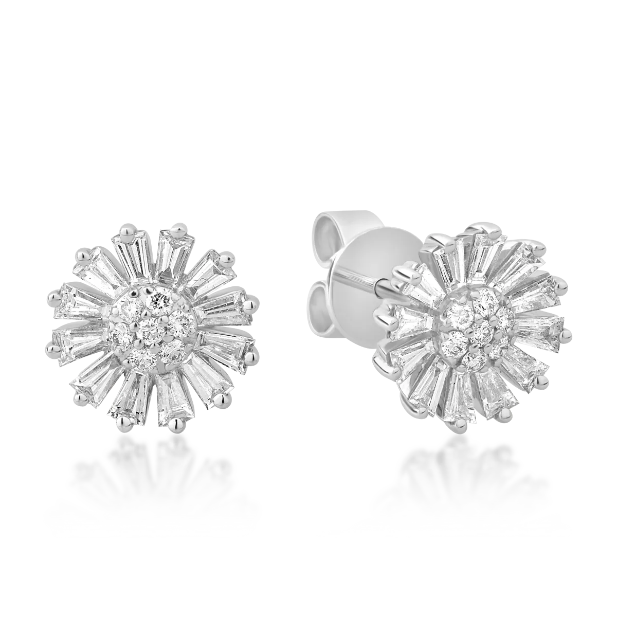 Обеци от бяло злато 14К с диаманти 0.6гкт