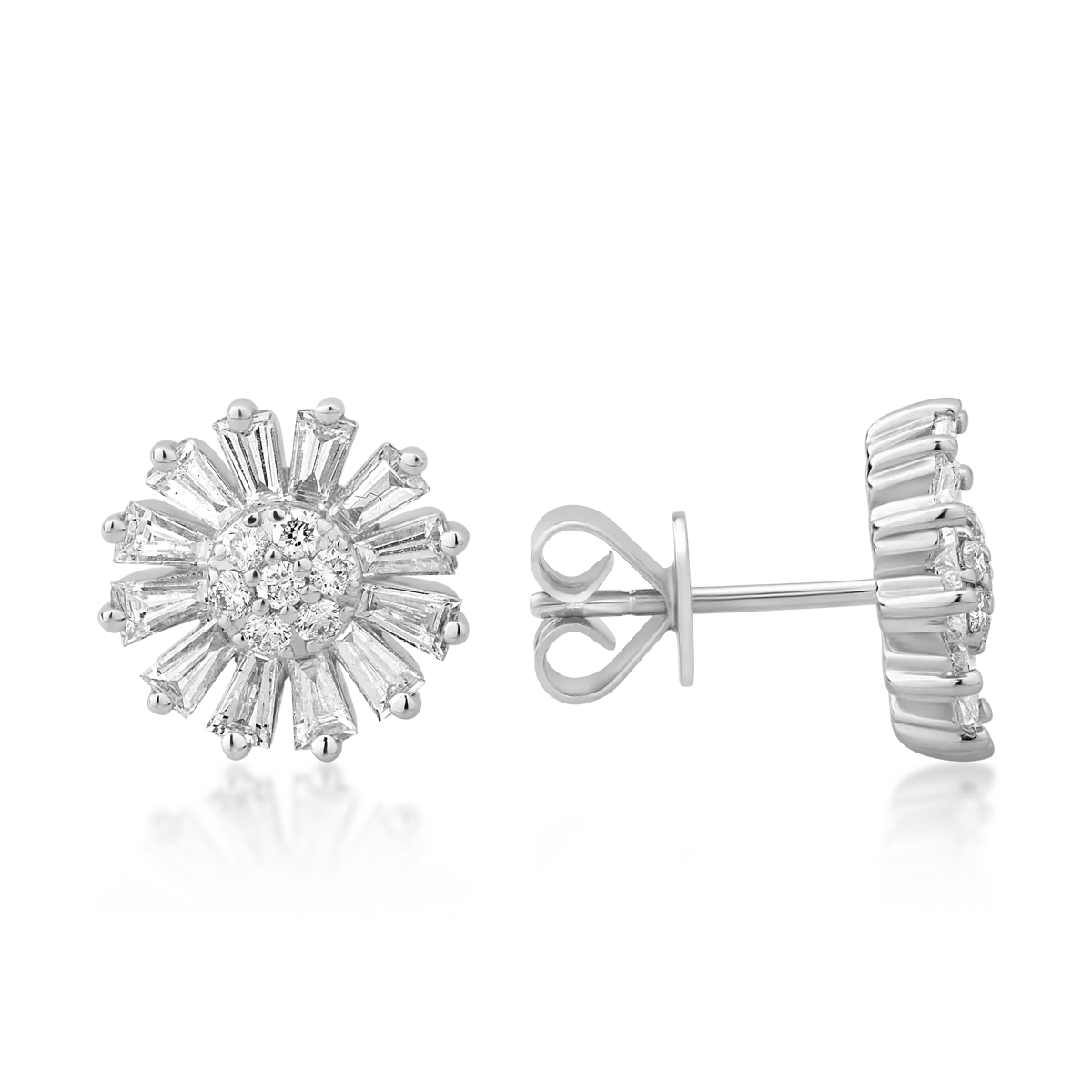 Обеци от бяло злато 14К с диаманти 0.6гкт