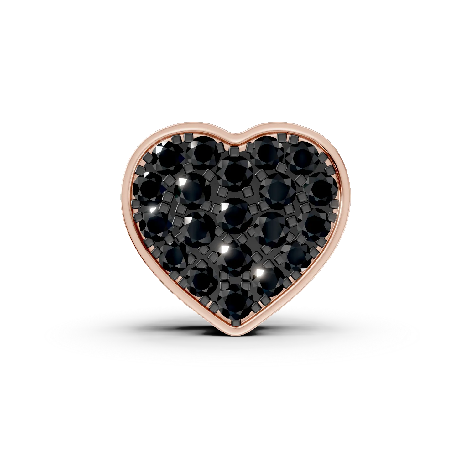 Rose gold heart pendant with 0.2ct black diamonds